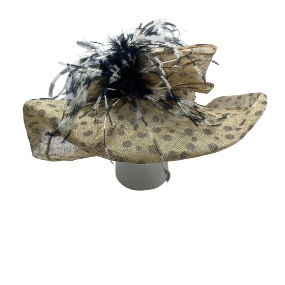 RARE Soprattutto Cappelli Women Animal Print Italian Feather Floppy Oversized Ha - Picture 1 of 7